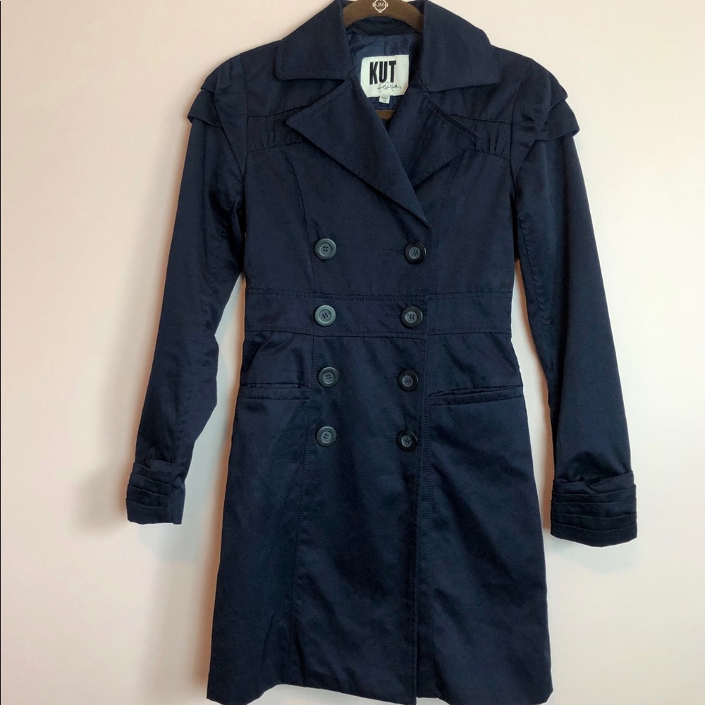 KUT from the Kloth navy trench coat